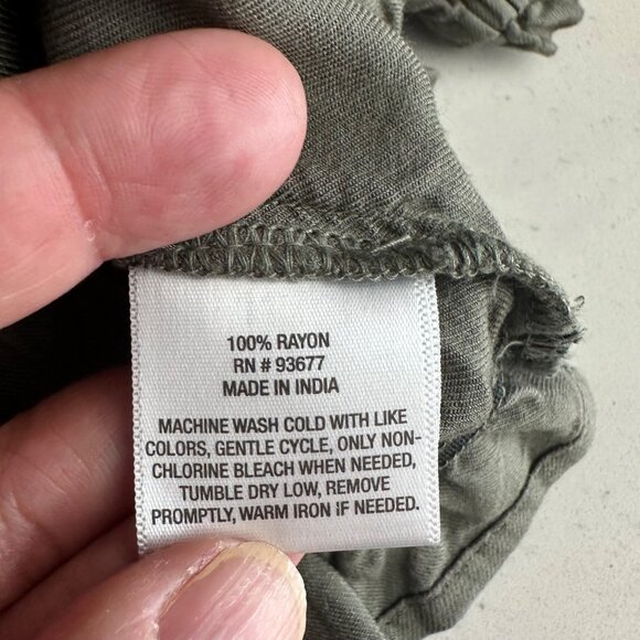 Arizona Jean Co. Womens Olive Green Off-The-Shoulder Rayon Blouse With Puff Slee - Picture 4 of 6